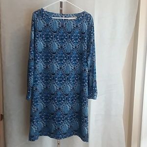 Ann Taylor Loft Dress Size Large Blue Print